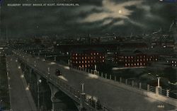 Mulberry Street Bridge at Night Harrisburg, PA Postcard Postcard Postcard