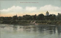 Sunset on River Park Postcard