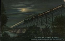 Cumberland Valley RR Bridge Crossing Susquehanna River Postcard