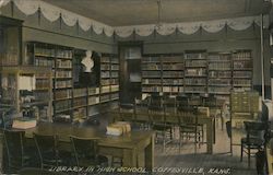 Library in High School Coffeyville, KS Postcard Postcard Postcard