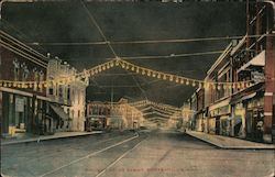 Walnut Street at Night Coffeyville, KS Postcard Postcard Postcard