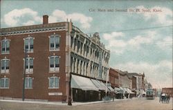 Cor. Main and Second Sts. Postcard