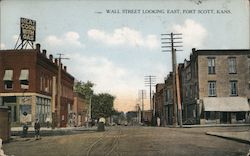 Wall Street Looking East Fort Scott, KS Postcard Postcard Postcard