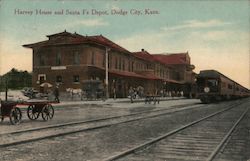 Harvey House and Santa Fe Depot Postcard