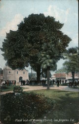 Plaza and Old Mission Church Postcard