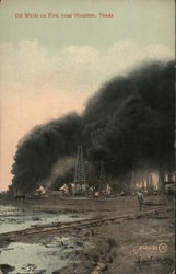 Oil Wells on Fire Houston, TX Postcard Postcard Postcard