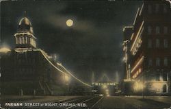 Farnam Street at Night Omaha, NE Postcard Postcard Postcard