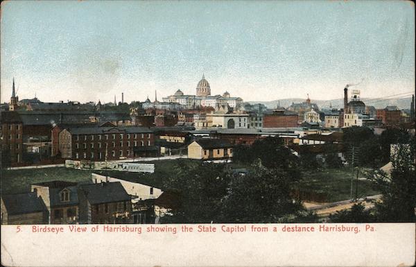 Birdseye View of Harrisburg Showing The State Capitol From A Distance Pennsylvania