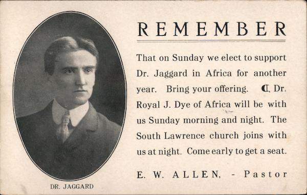 Dr. Jaggard in Africa - E. W. Allen Pastor  South Lawrence Church Wichita Kansas