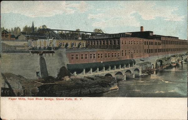 Paper Mills from River Bridge Glens Falls New York