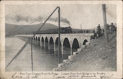 First Train Crossing Rockville Bridge - Longest Stone Arch Bridge in the World Postcard