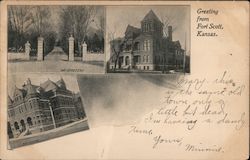 Cemetery, Court House, Post Office Postcard