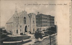 St. John's Church and Creighton University Postcard