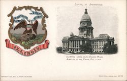 Illinois State Seal, Capitol at Springfield Postcard