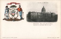 Wisconsin State Seal, Capitol at Madison Postcard