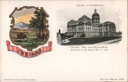 Indiana State Seal, Capitol at Indianapolis Postcard