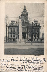 Soldiers' Monument and Guernsey County Court House Cambridge, OH Postcard Postcard Postcard