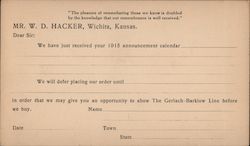 W. D. Hacker Gerlach-Barklow Calendars Postcard