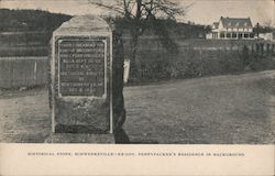 Historical Stone, Schwenksville - Ex-Gov. Pennypacker's Residence in Background Postcard