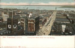 Looking down Market Street from Cali Building Postcard