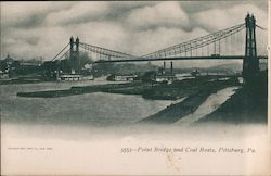 Point Bridge and Coal Boats Postcard