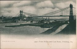 Point Bridge and Coal Boats Pittsburgh, PA Postcard Postcard Postcard