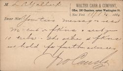 Walter Carr & Company New York City, NY Postal Cards & Correspondence Postcard Postcard Postcard