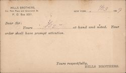 Hills Brothers Postcard