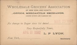 No Change in Sugar Prices - New York Mercantile Exchange Postcard Postcard Postcard