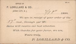 Receipt of Order, P. Lorillard & Company Postcard