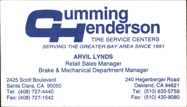 Cumming Henderson Tire Service Centers Oakland California