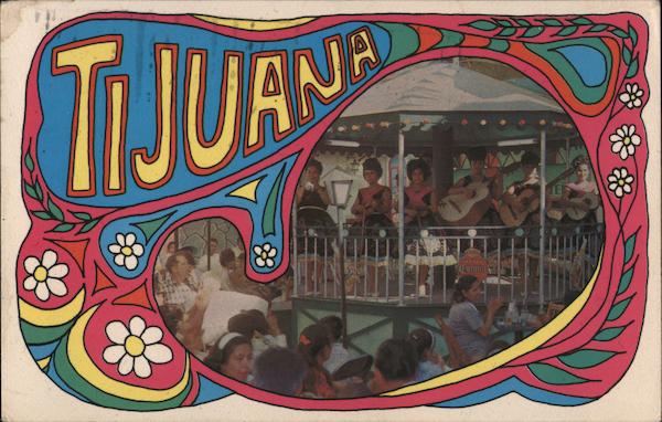 Tijuana Most Visited City in the World - Typical Plaza Scene 1979 Mexico