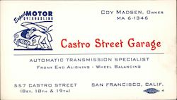 Castro Street Garage Business Card