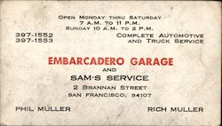 Embarcadero Garage Business Card