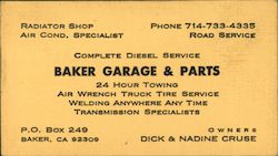 Baker Garage & Parts Business Card