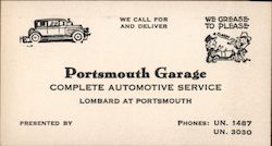 Portsmouth Garage Business Card