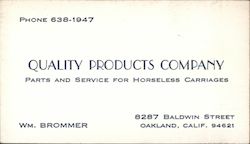 Quality Products Company Oakland, CA Business Card Business Card Business Card