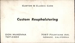 Custom Reupholstering Custom & Classic Cars Newark, CA Business Card Business Card Business Card