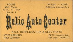 Relic Auto Center San Jose, CA Business Card Business Card Business Card