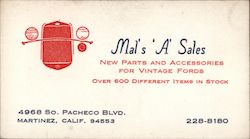 Mal's 'A' Sales Martinez, CA Business Card Business Card Business Card