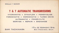 T & T Automatic Transmissions Business Card