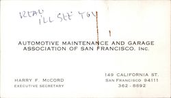Automotive Maintenance and Garage Association of San Francisco Business Card