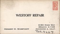 Westoff Repair Richmond, CA Business Card Business Card Business Card