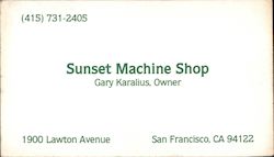 Sunset Machine Shop Business Card