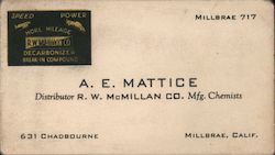 A. E. Mattice R.W. McMillan Co. Millbrae, CA Business Card Business Card Business Card