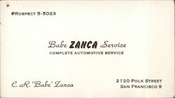 Babe Zanca Service Complete Automotive Service San Francisco, CA Business Card Business Card Business Card