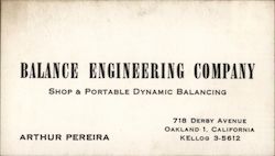 Balance Engineering Company Oakland, CA Business Card Business Card Business Card