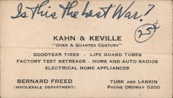 Kahn & Keville Tires, Electrical Repair Business Card