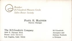 Paul E Haines BF Goodrich Winners Circle Sales Honor Society Business Card