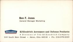 B. F. Goodrich Aerospace and Defense Products Akron, OH Business Card Business Card Business Card